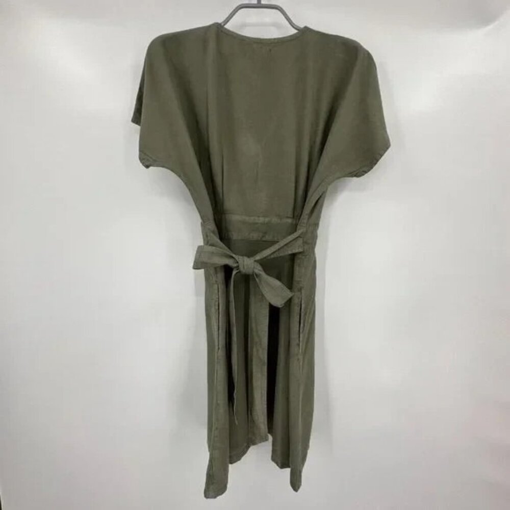Quince Vintage Wash Tencel Button Front Dress with Tie Waist size S Olive Green - Picture 4 of 8